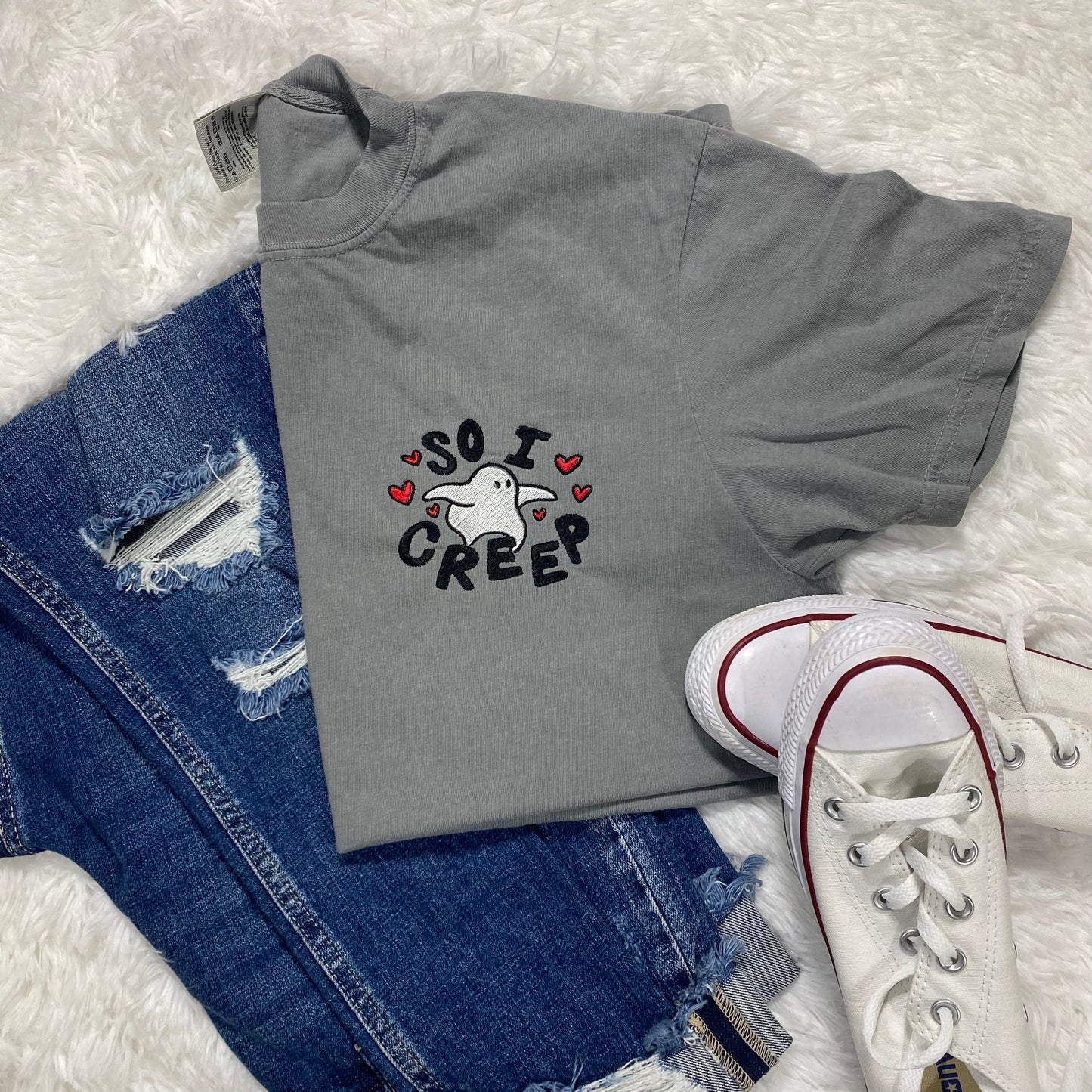 So I Creep Embroidered Pocket Tee